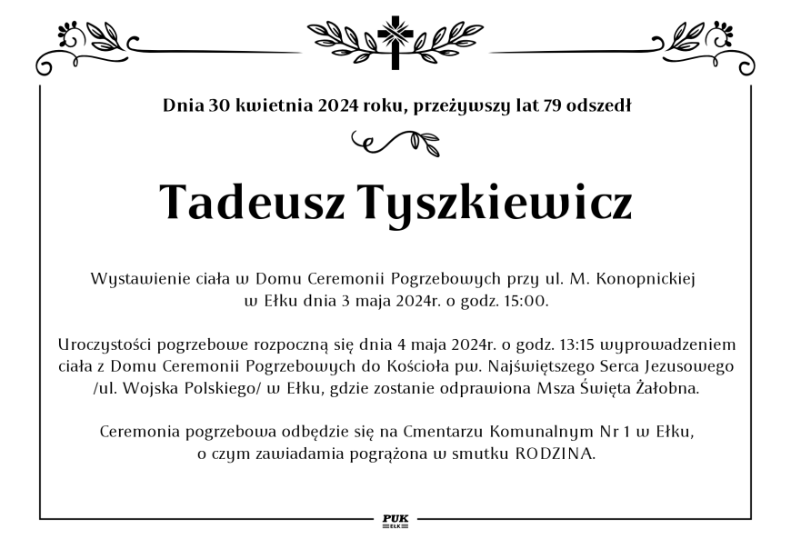 Tadeusz Tyszkiewicz - nekrolog
